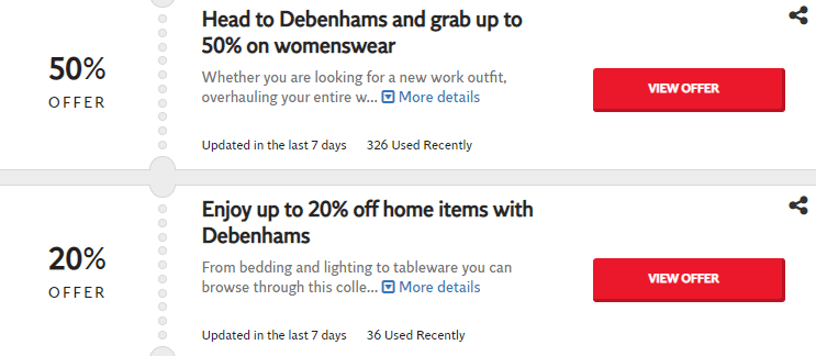 Debenhams Bedford Offers and Coupons